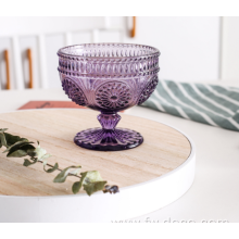 Vintage sunflower Pattern Embossed ice cream glass bowl